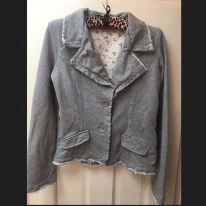 Gray cotton distressed “sweatshirt” blazer - Small